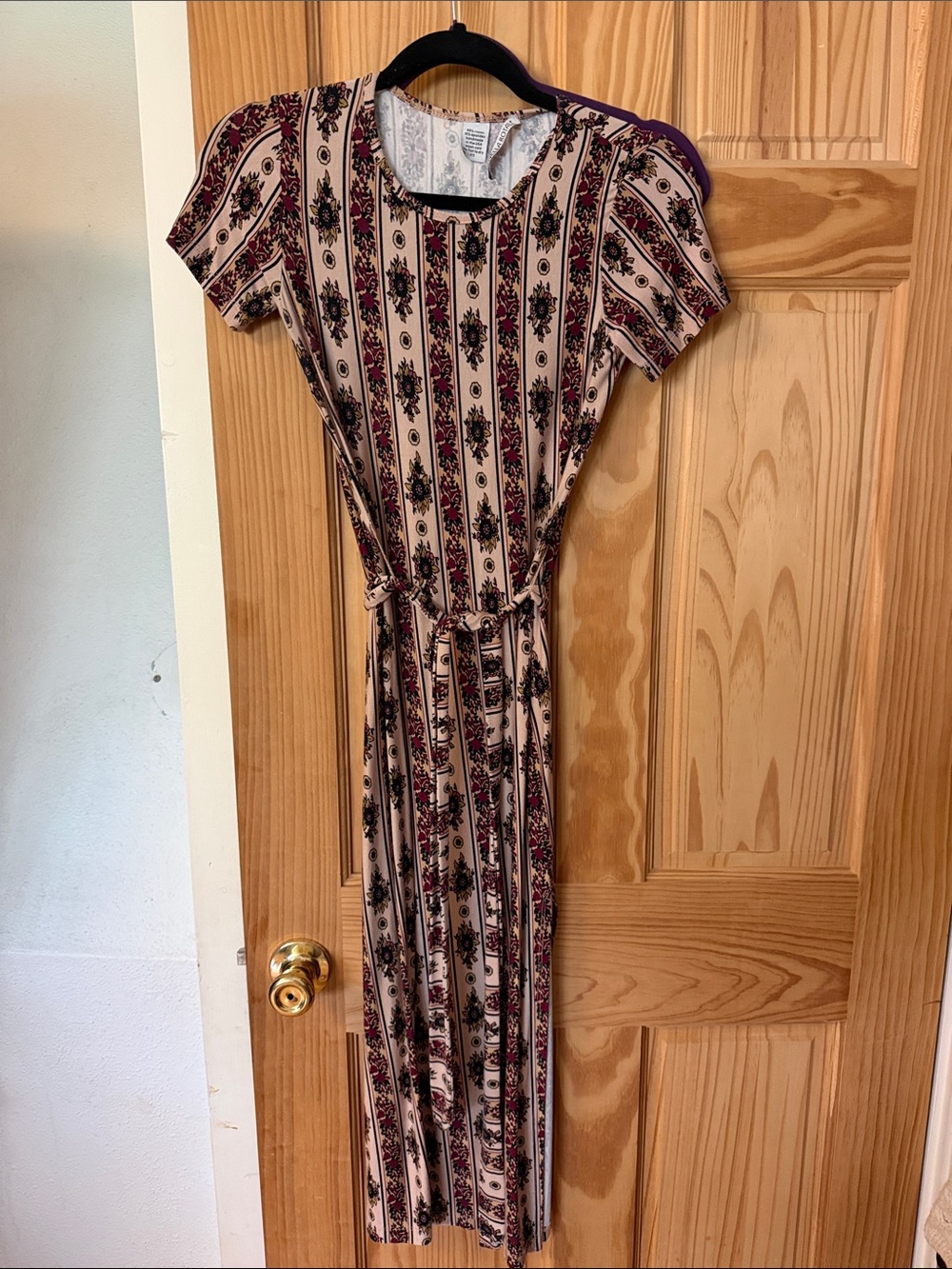 Novella Royale Beige Striped Floral Midi Dress